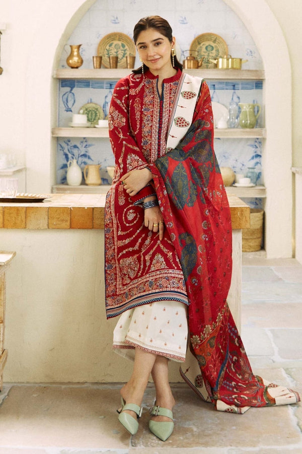 3PC Lawn Embroidered Shirt With Digital Printed Dupatta-318