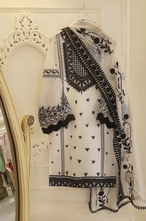 3PC Lawn Embroidered Shirt With Chiffon Embroidered Dupatta-325