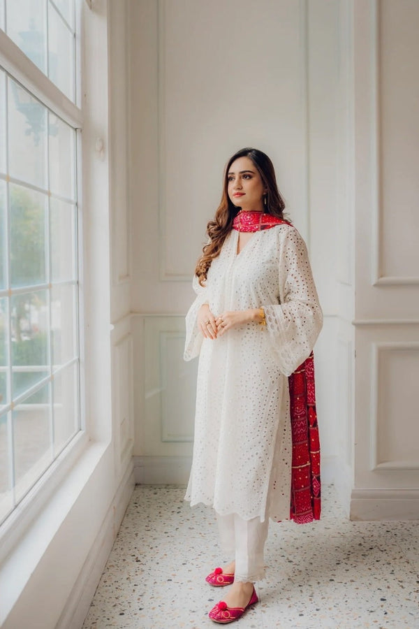 3PC Lawn Embroidered Shirt With Digital Printed Dupatta-319