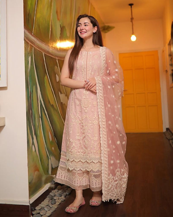 3PC Lawn Embroidered Shirt With Organza Dupatta-322